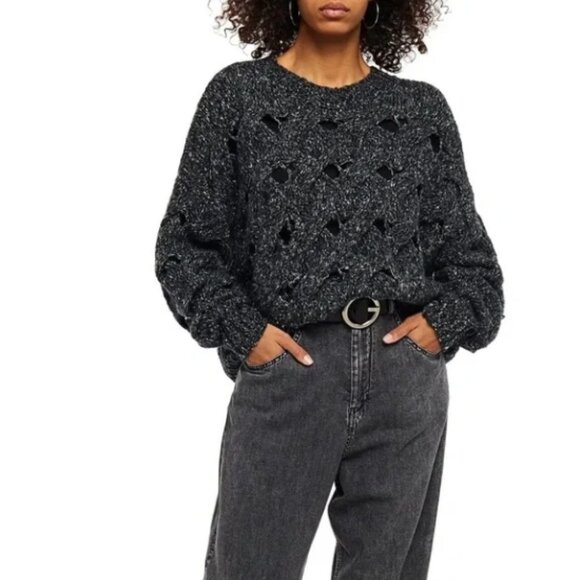 Isabel Marant Étoile Sineady Oversized Marled Cable Knit Sweater - Picture 1 of 9